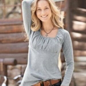 SUNDANCE Catalog Allesandra Tee Ruched Gray Medium